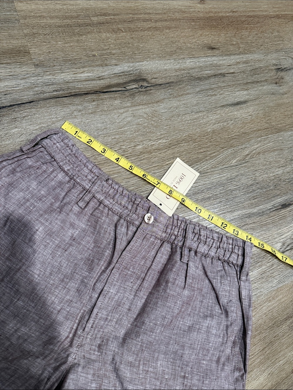 Linen Made in Italy Elastic Waist Bermuda Shorts in Brown - Unbranded - Picture 8 of 8